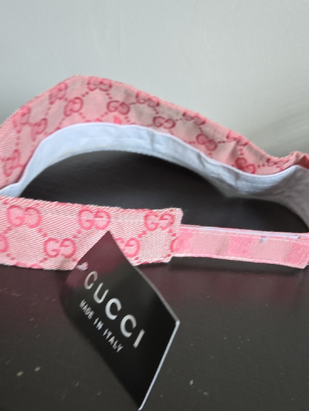 Gold Stiched Lettering Embriodered Pink Monogram Visor with Gold Logo - Picture 3 of 3